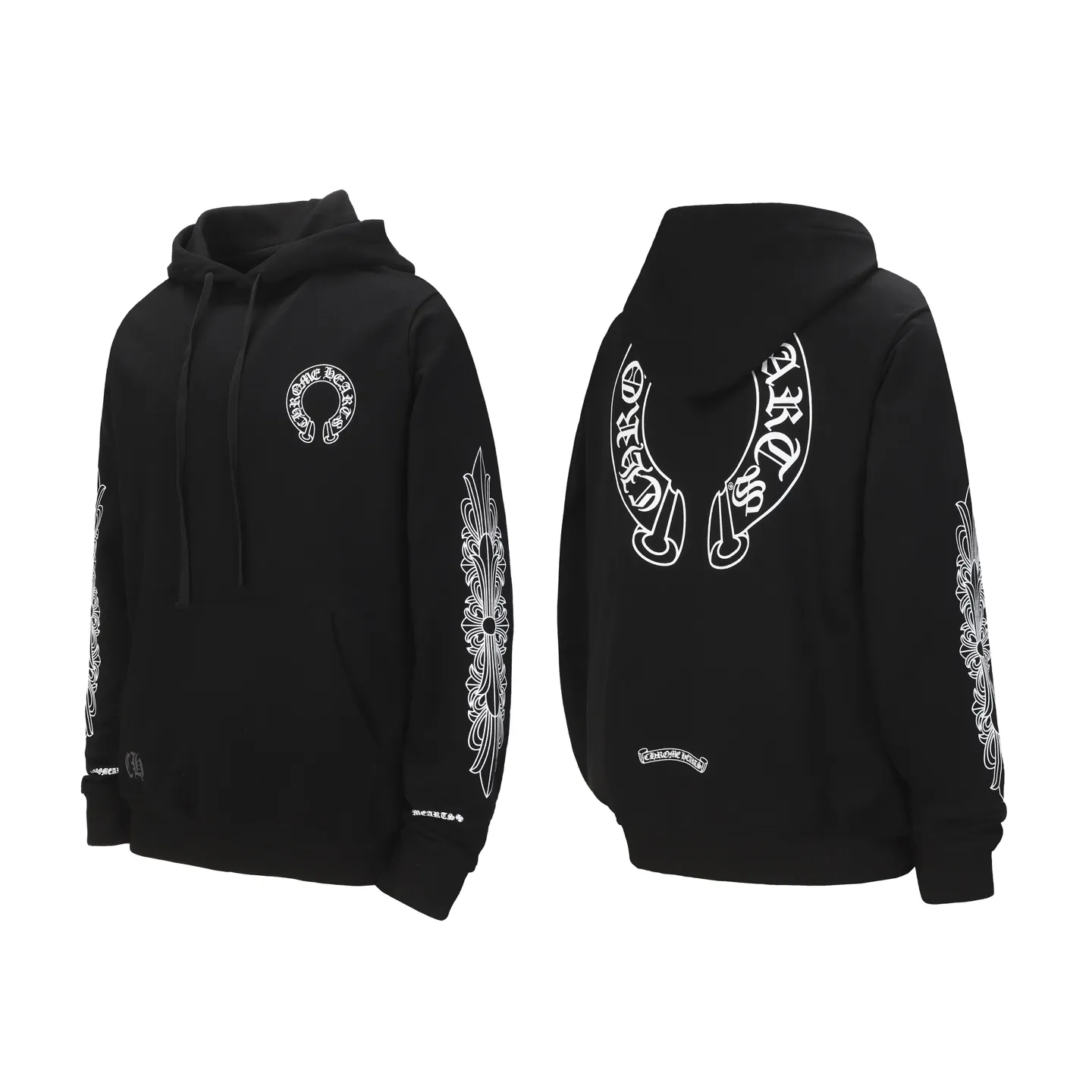 P230 #2120 cross-border model, please do not place an order if you are pursuing quality - Chrome Hearts/Chrome Hearts basic horseshoe Sanskrit printed hooded sweatshirt - High weight, high density and high quality, soft, delicate and skin-friendly wool, soft and silky to the touch, excellent warmth and skin-friendly properties - Customized weaving and dyeing, no color difference, no matter the fabric or workmanship details, beat the ordinary version on the market - Hardware zipper accessories are all customized, full of details -Colour: black White -Size: S M L XL